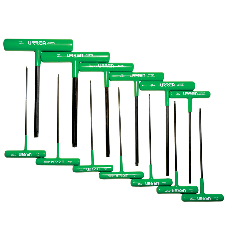 Juego de llaves hexagonales cortas tipo "T", ergonómicas, Torx, 13 piezas en blíster Urrea 49668TGP