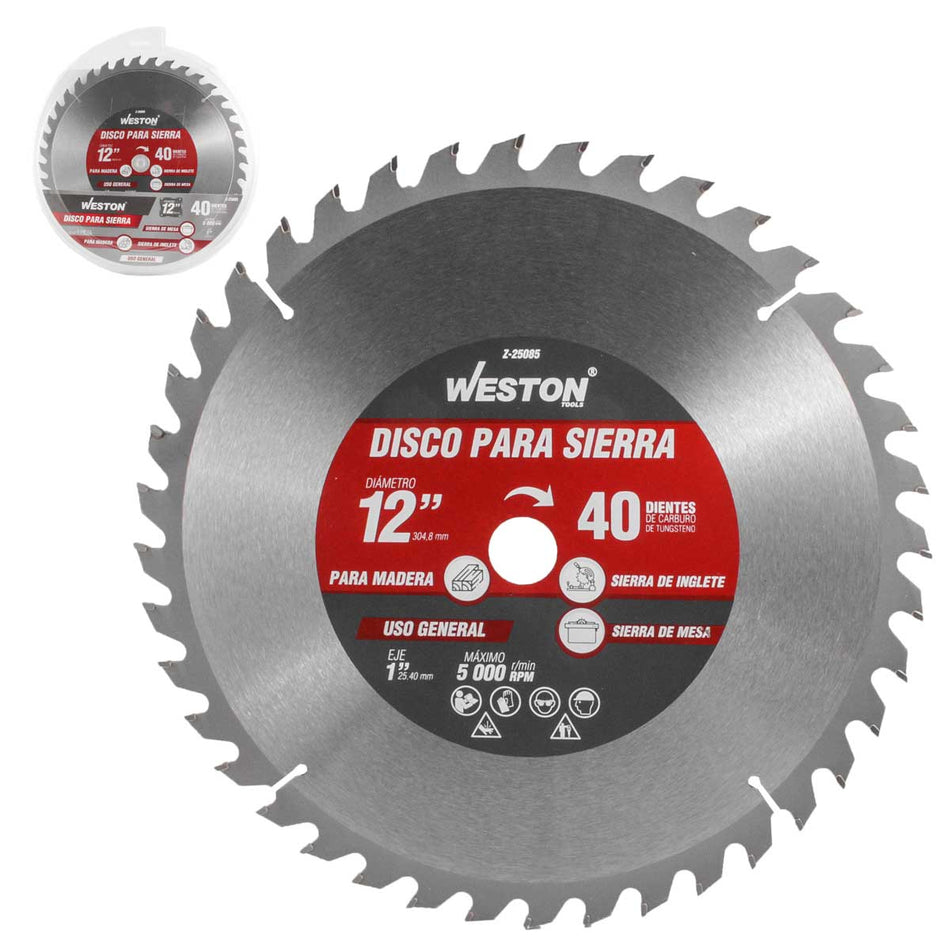 DISCO PARA SIERRA CIRCULAR P/MADERA 12 X