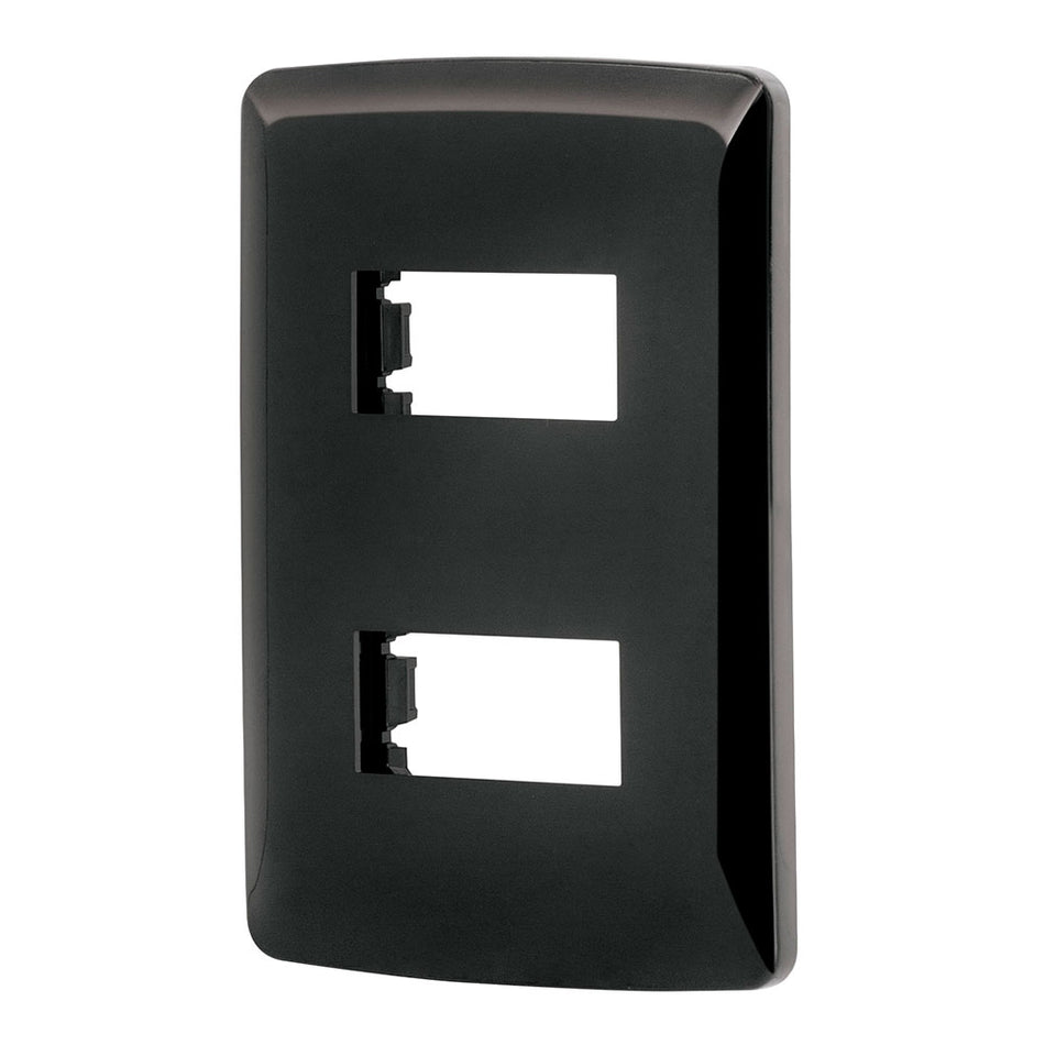 Placa 2 modulos, Italiana, color negro,