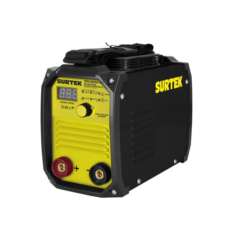 Soldadora inverter para electrodos de 1 fase bi voltaje 110 - 220 V, 200 A Surtek SOLI4200-BV