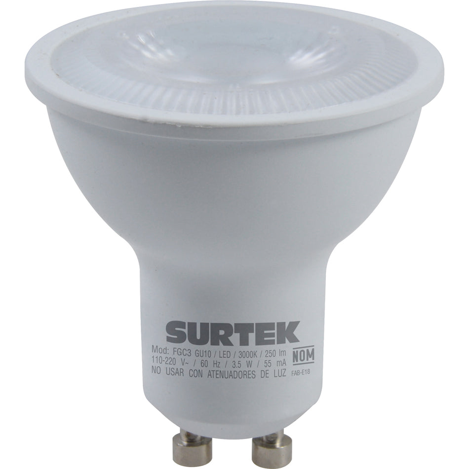 Lámpara de LED tipo GU10, 4.5 W luz cálida Surtek FGC4
