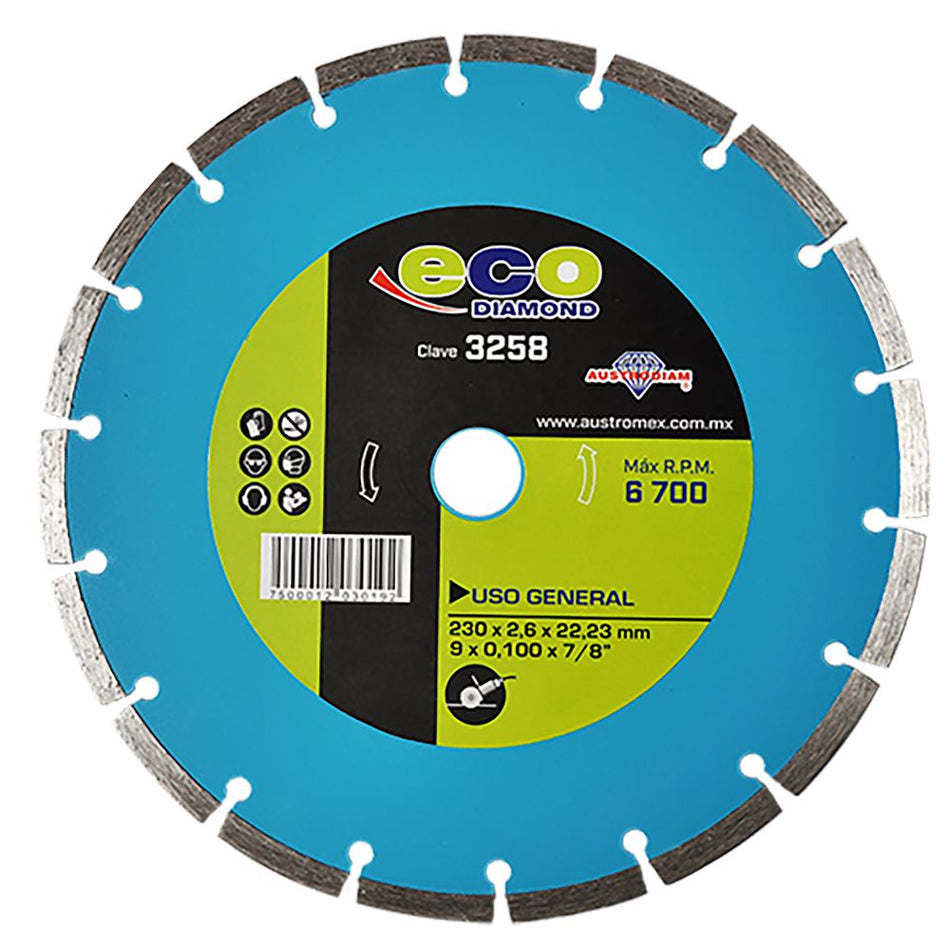 Disco de diamante de 230 x 2.6 x 22.23 m