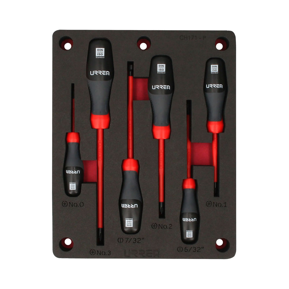 Juego de destornilladores con mango 1000 V combinados 6 piezas, CH171P-C Urrea CH171P