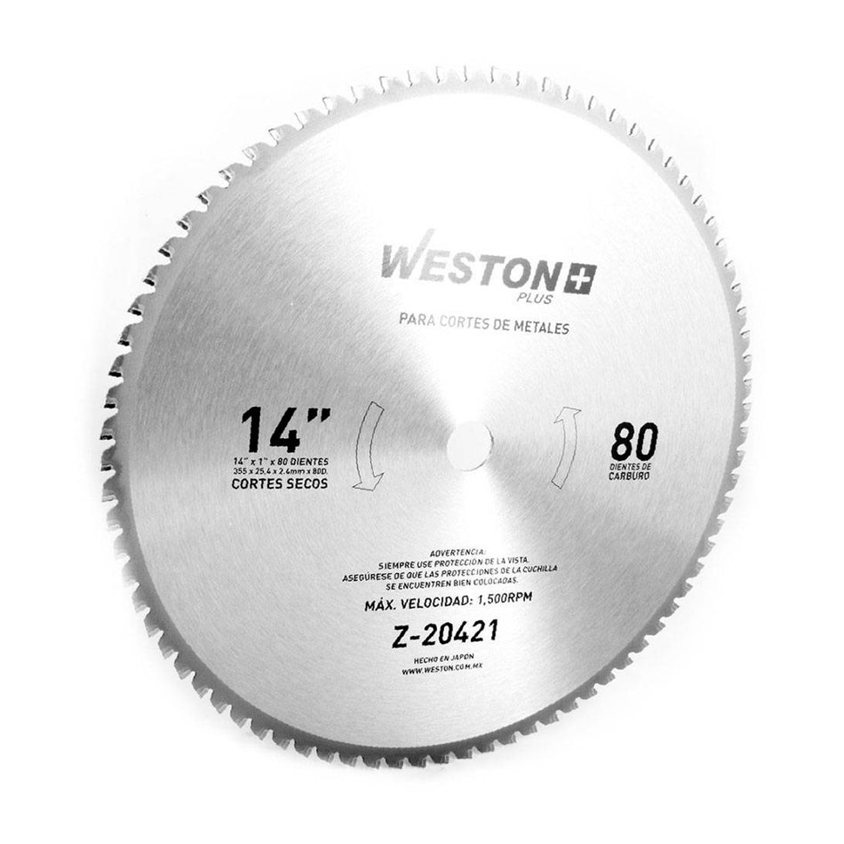 DISCO CARBURO P/SIERRA 14" X 80D CORTE M