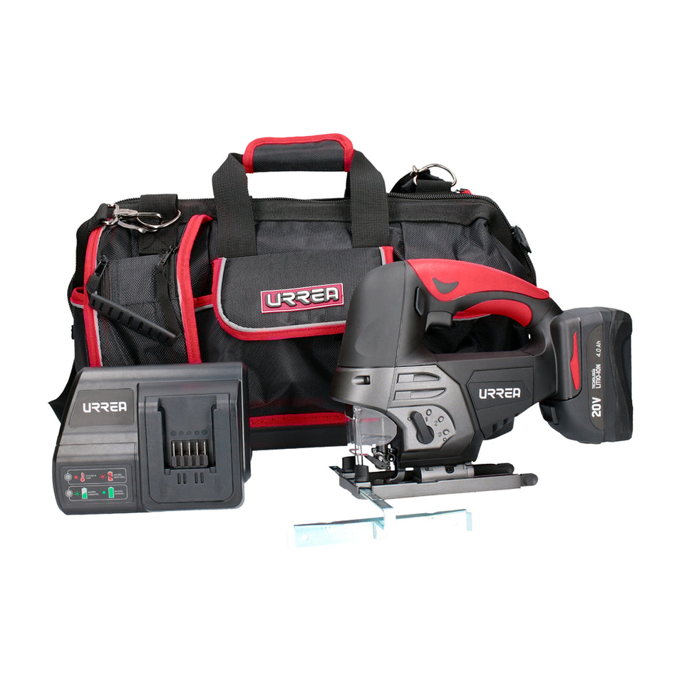 Juego de sierra caladora a batería Li-ion 20 V, 4 piezas en maleta Urrea JC02