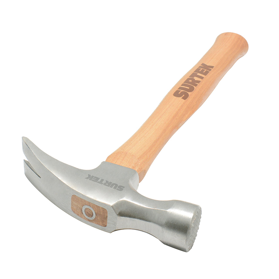 Martillo de uña recta con cabeza fresada con mango de madera de 16", 24 oz Surtek 424CF