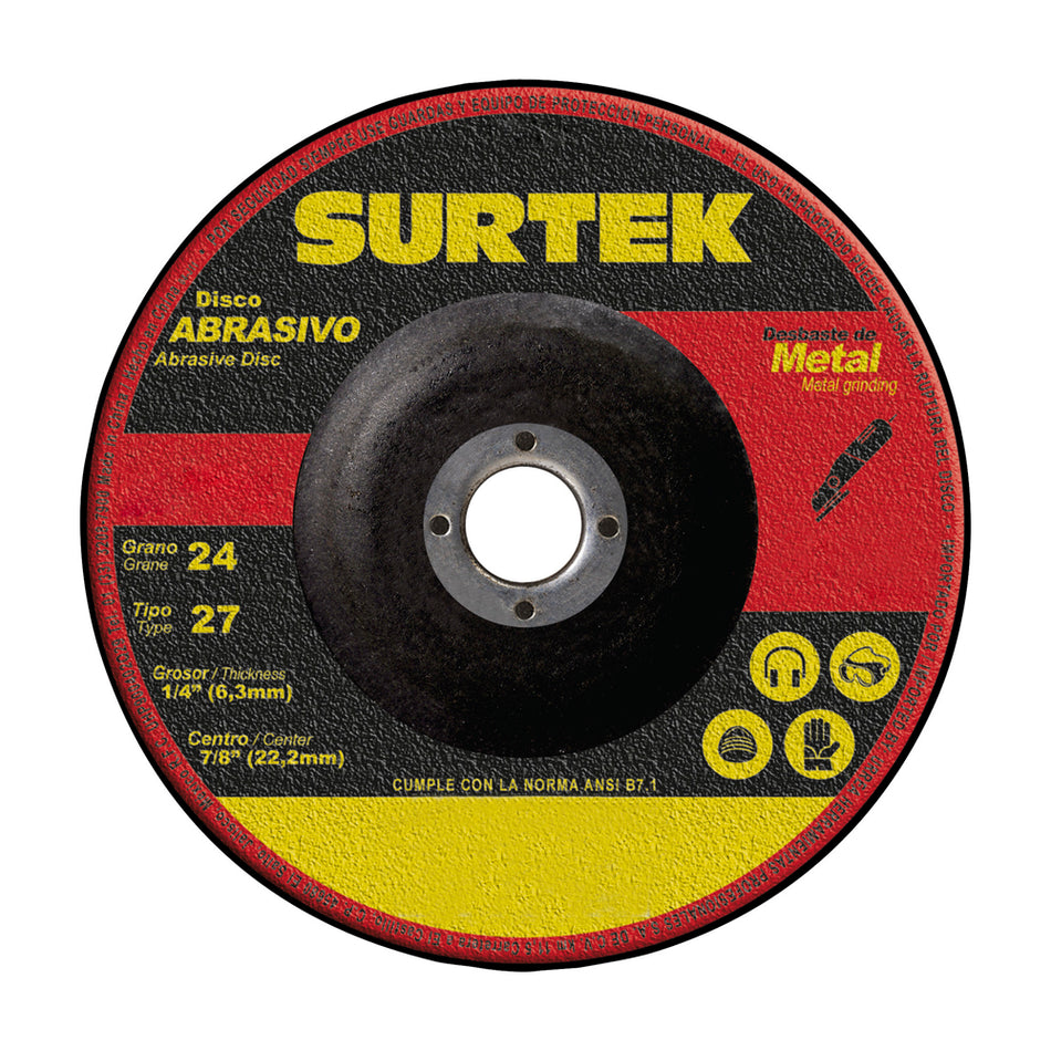 Disco abrasivo tipo 27 para metal 9" x 1/4" Surtek 123322