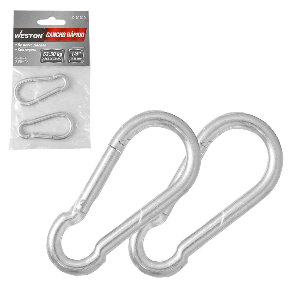 GANCHO RAPIDO ACERO C/SEGURO ZINC 6MM X