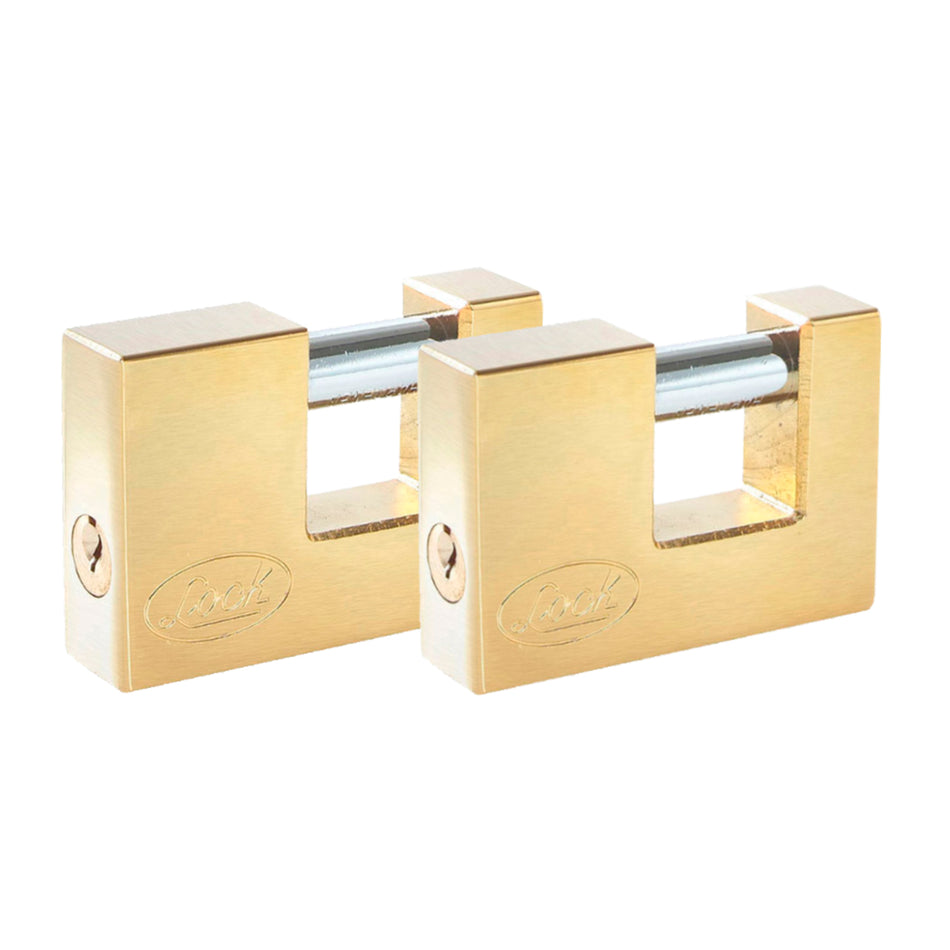 Juego de candados para cortina 80 mm, latón brillante, llave estándar, 2 piezas Lock J2CCL