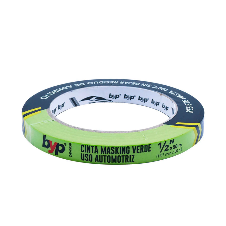 CINTA MASKING VERDE 1/2"  X 50 M., BYP
