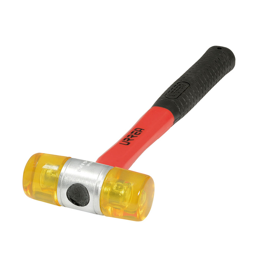 Martillo con tapas plásticas con mango de fibra de vidrio de 11-1/4", 14 oz Urrea 1383FV