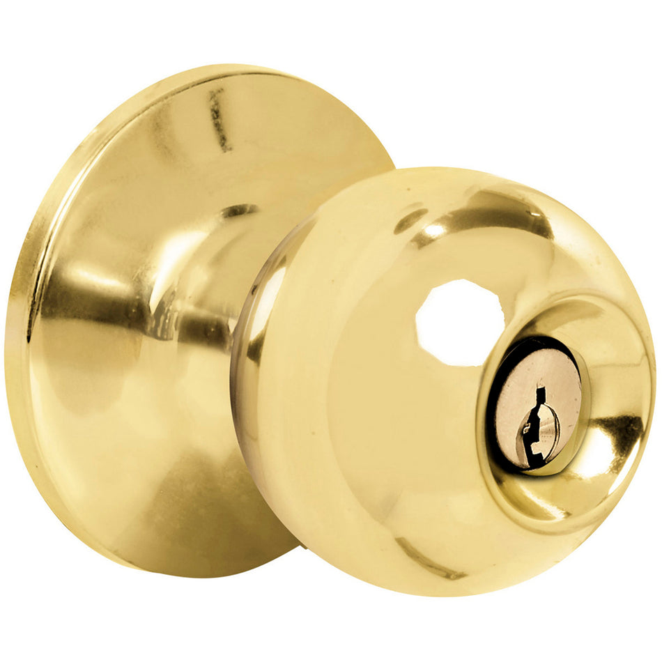 Pomo cilíndrico bola función entrada, latón brillante, llave estándar, blíster Prolok 13POP