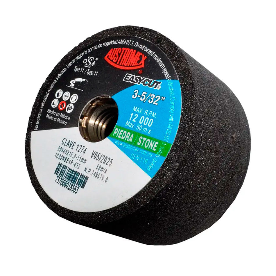 Copa abrasiva de 80 x 45 x 15.9-11 mm pa