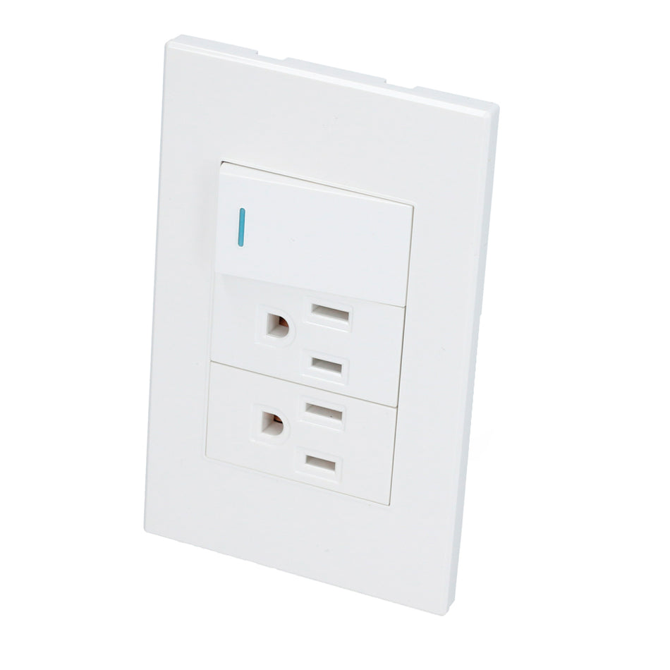 Placa 1 Interruptor 2 contactos 1/3, línea Premium, color blanco Surtek P625B