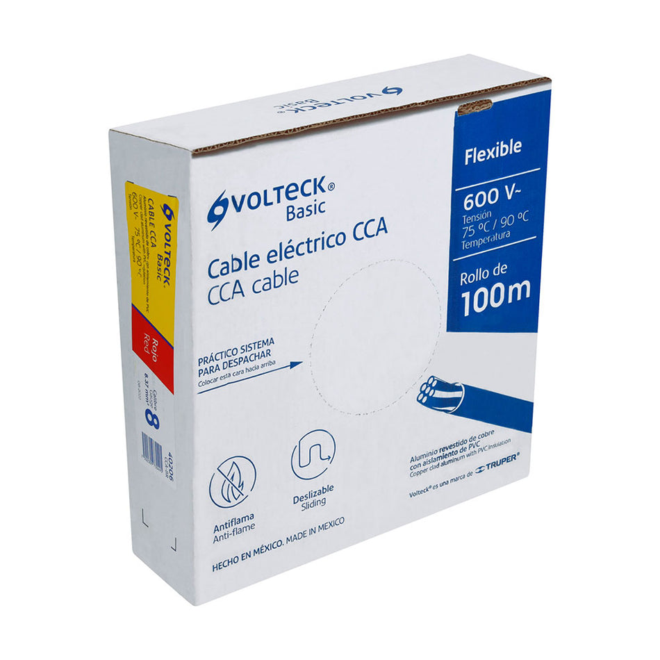 Rollo de 100 metros de cable THW CCA 8 A