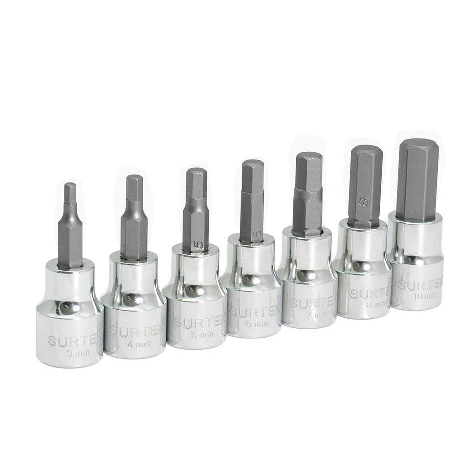 Juego de dados punta hexagonal cuadro de 3/8", métricos, 7 piezas Surtek F51H00M