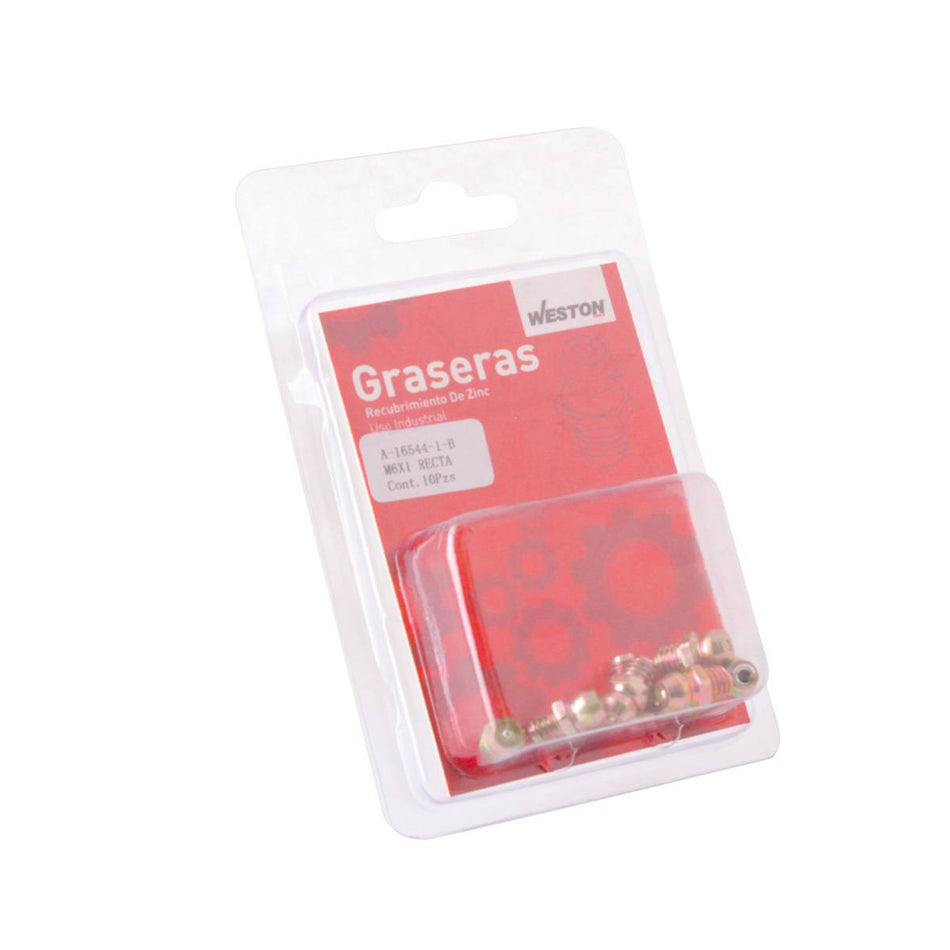GRASERA M6 X 1 RECTA BLISTER DE 10 PIEZA