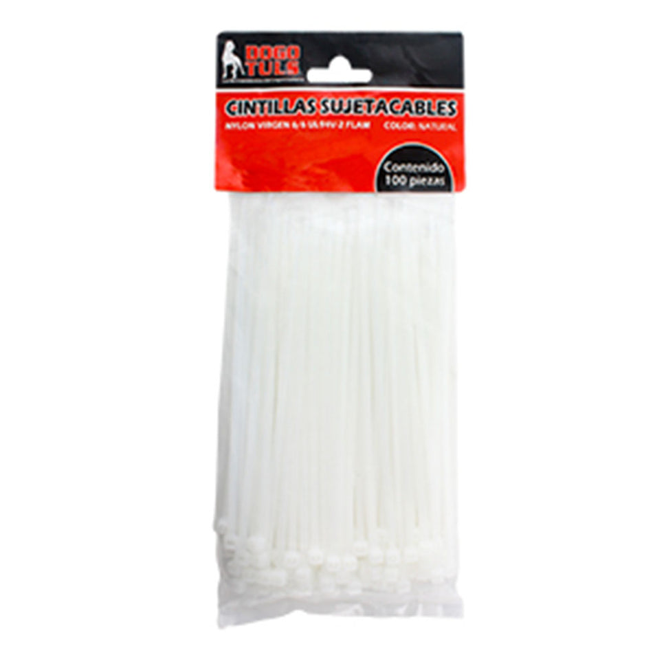 CINTILLA SUJETACABLE  8" NATURAL C/100 DOGOTULS WL8023