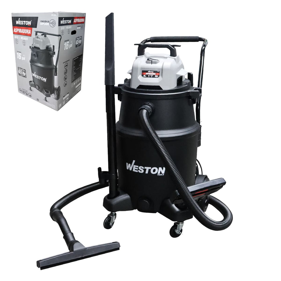 ASPIRADORA MOJADO/SECO 16GAL 6.5HP 127V,