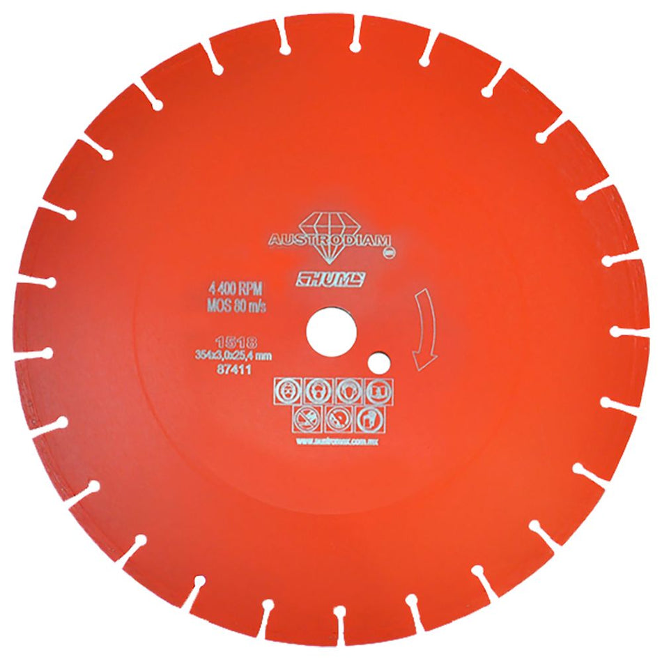 Disco de diamante de 350 x 3.0 x 25.4 mm