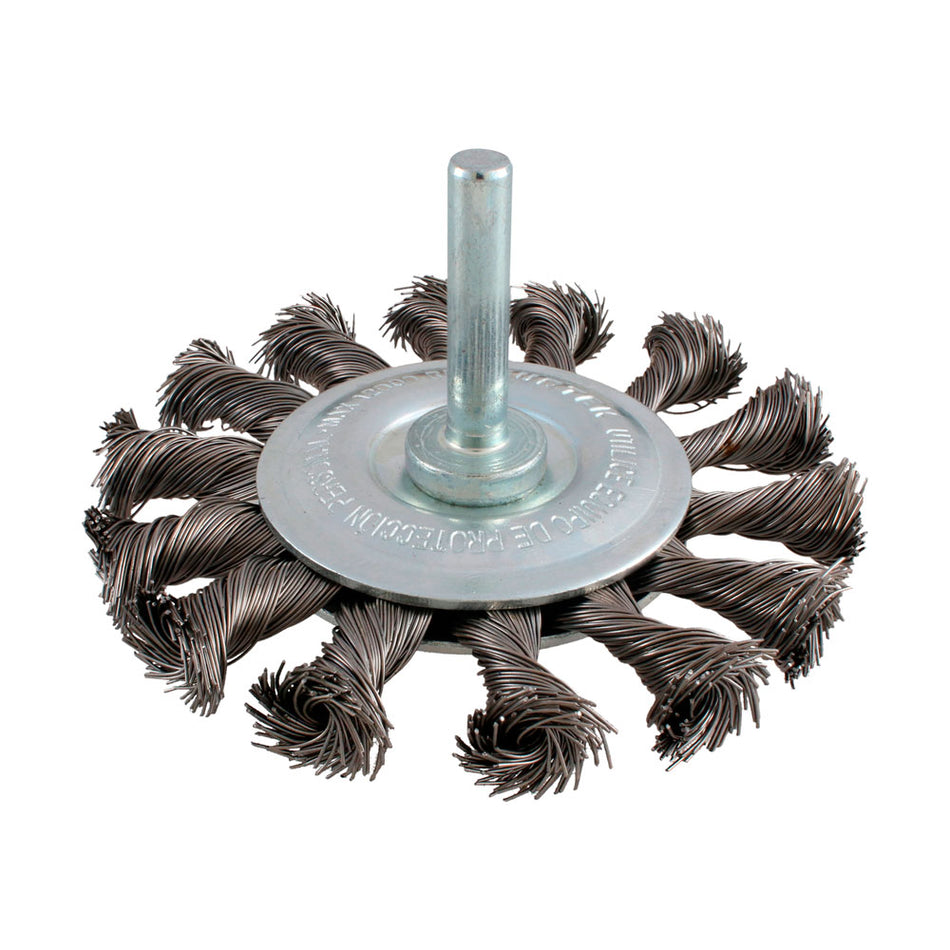 Carda circular trenzada alambre delgado 3" x 0.30 mm con zanco 1/4" Surtek C566