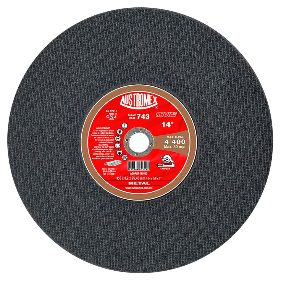 Disco abrasivo para corte de materiales