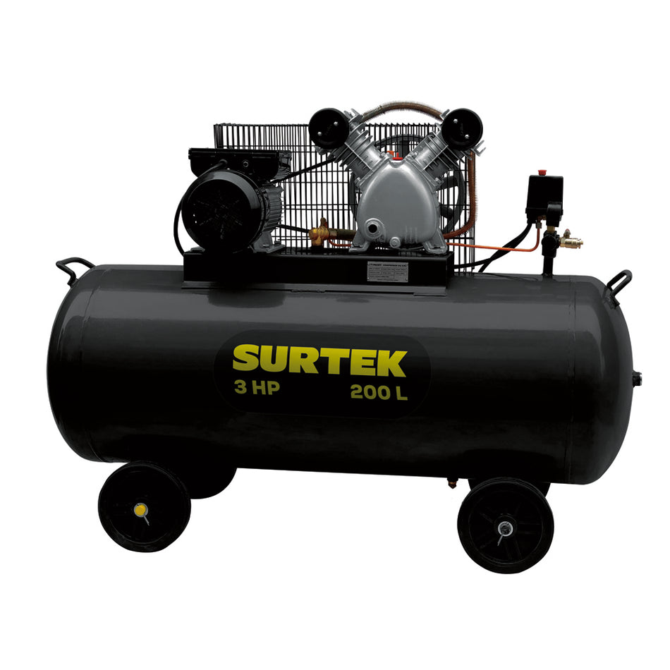 Compresor de aire eléctrico con transmisión de banda 200L, 3HP, 127V Surtek COMP6200B