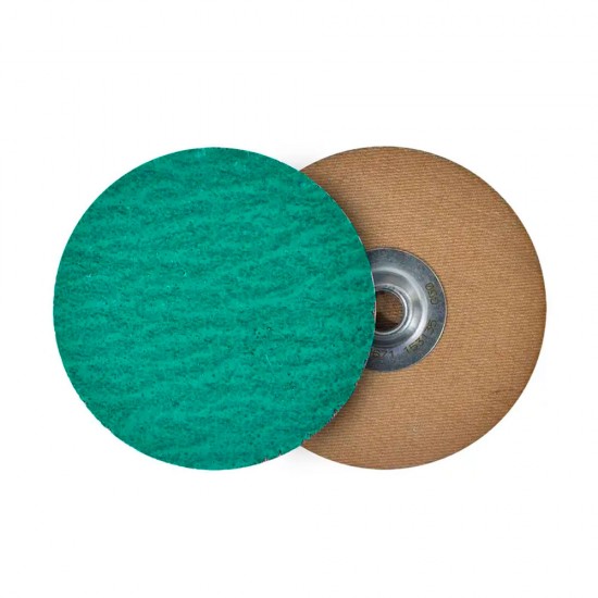 Disco de lija de cambio rápido (SPIN-ON) de óxido de zirconio, color verde, grano 50 (3"), AUSTROMEX 4671