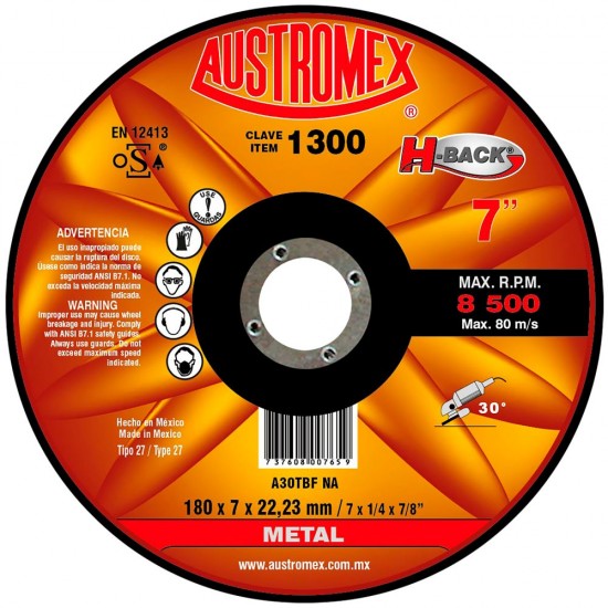 AUSTROMEX - 1300 - Disco desbaste metal h-back