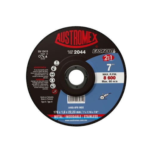 AUSTROMEX - 2044 - Disco p/corte inox-metal 7" x 1/16"