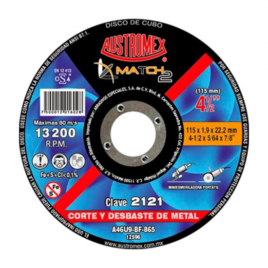 AUSTROMEX - 2121 - Disco corte y desbaste de metal ac. inox
