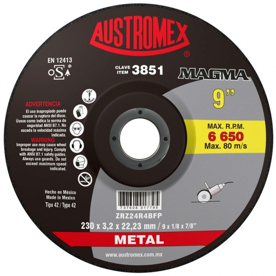 AUSTROMEX - 3851 - Disco de corte 42 / 9x1/8x7/8 magma
