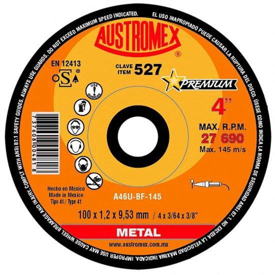 AUSTROMEX - 527 - Disco d/corte preciso p/metal  527
