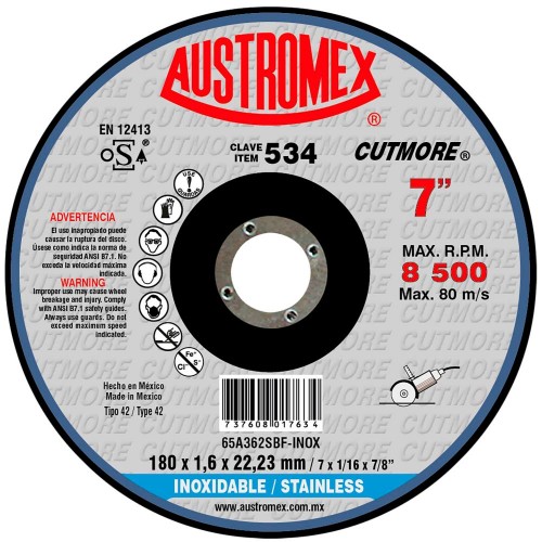 AUSTROMEX - 534 - Disco corte acero inoxidable  534