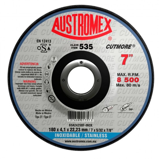 AUSTROMEX - 535 - Disco desbaste y corte t 27 a. inox
