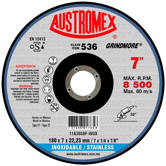 AUSTROMEX - 536 - Disco desbaste acero inox  536