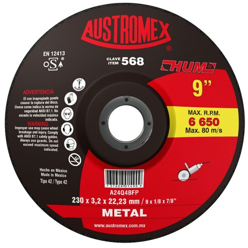 AUSTROMEX - 568 - Disco corte metal 9" x 1/8" x 7/8"