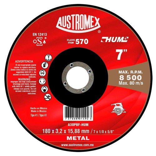 AUSTROMEX - 570 - Disco corte p/ metal  570