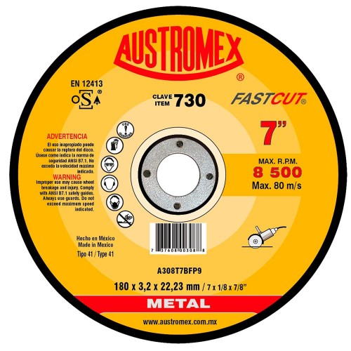 AUSTROMEX - 730 - Disco corte p/metal 7" x 1/8" x 7/8"