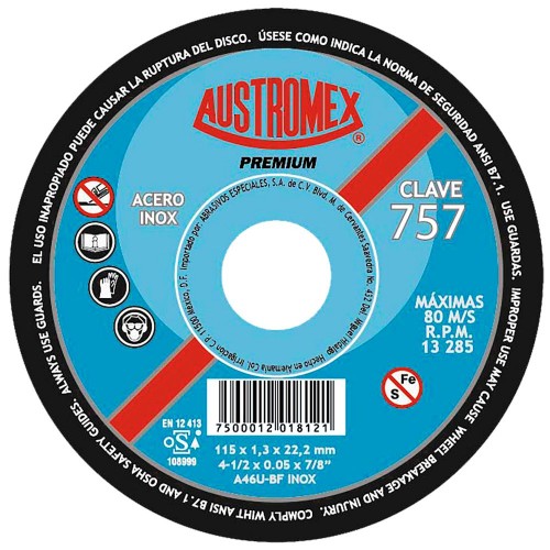 AUSTROMEX - 757 - Disco corte premium / corte reg ac. inox