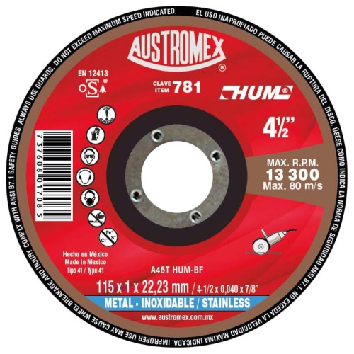 AUSTROMEX - 781 - Disco corte acero inoxidable  781