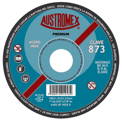AUSTROMEX - 873 - Disco corte premium / corte reg ac. inox