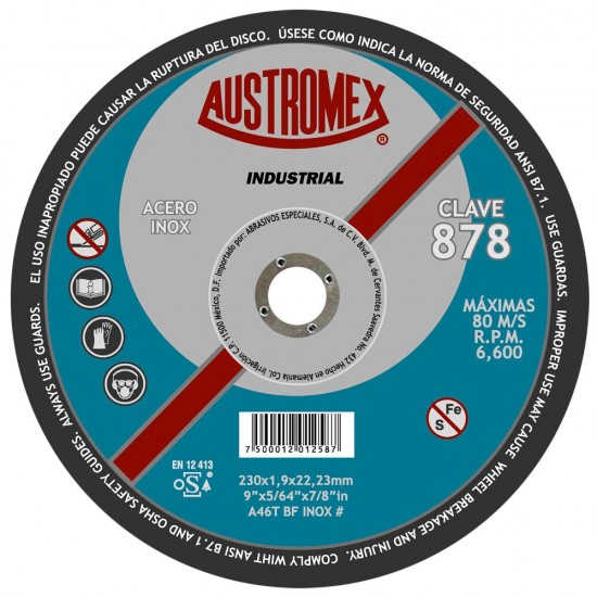 AUSTROMEX - 878 - Disco corte / corte regular ac. inox