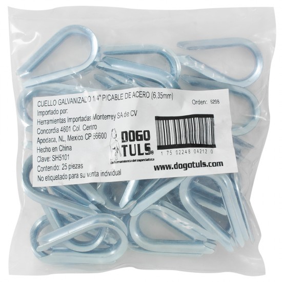 Cuello Galvanizado 1/4" P/Cable De Acero, Dogotuls SH5101