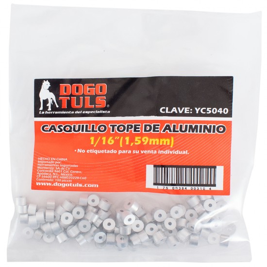 Casquillo Tope 1/16" Aluminio, Dogotuls YC5040