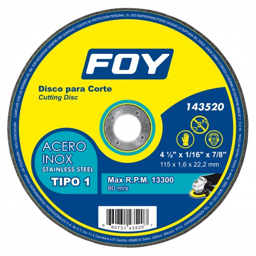 Foy - 143520 - Disco t/1 inox 4-1/2"x1.6mm