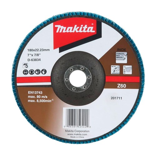 Multidisco Flap Zirconia 7" G60 Base De Fibra De Vidrio, Makita D-63834