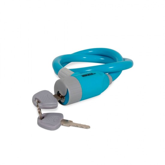 Cable candado con llaves, color azul (65 cms) Mikels CCA-65
