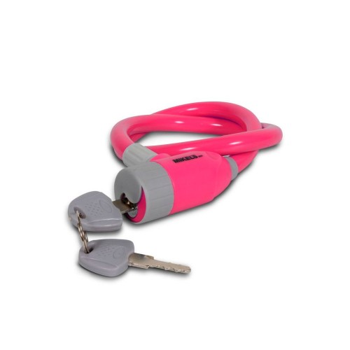 Cable candado con llaves, color rosa (65 cms) Mikels CCR-65