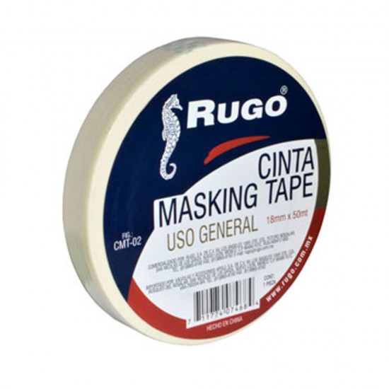 Cinta Masking Tape 18Mm X 50Mt, Rugo RGCMT02